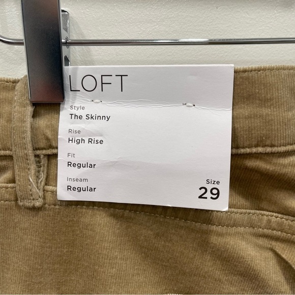 Loft The Skinny High Rise Corduroy Pants Size 29 in Tan - Picture 8 of 12